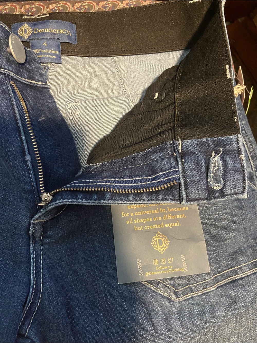 Democracy Ab Solution High Rise Denim Bermuda Utility Shorts Midtone Size 4 New - Picture 5 of 11
